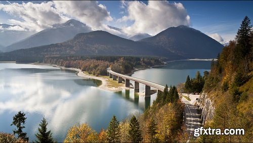 T L bridge over sylvenstein lake bavarian alps bavaria germany