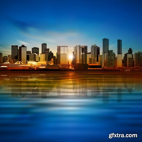 Background With Panorama City - 30xEPS Professional Vector Stock