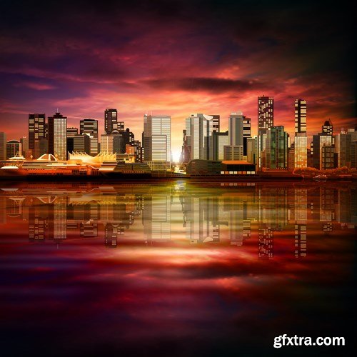 Background With Panorama City - 30xEPS Professional Vector Stock