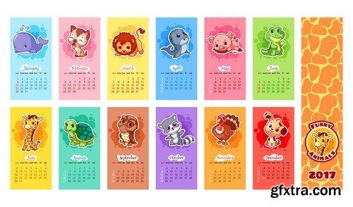 Calendar 2017 part 2 - 22xEPS Professional Vector Stock