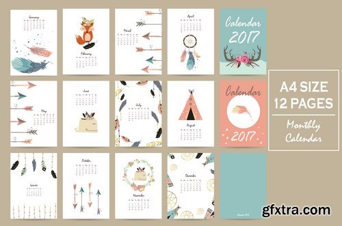 Calendar 2017 part 2 - 22xEPS Professional Vector Stock