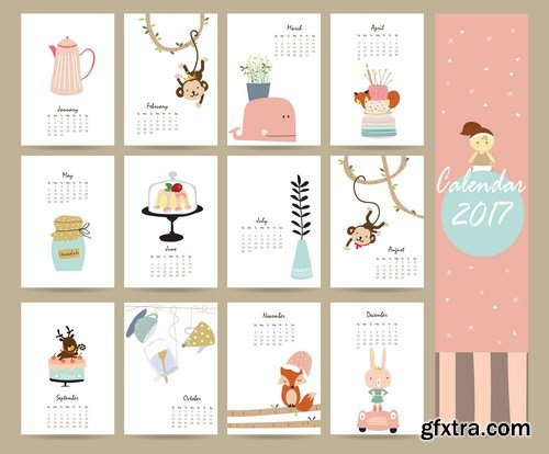 Calendar 2017 part 2 - 22xEPS Professional Vector Stock