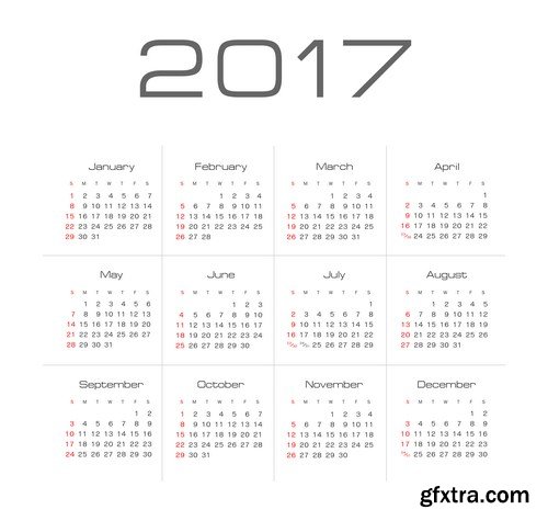 Calendar 2017 part 2 - 22xEPS Professional Vector Stock