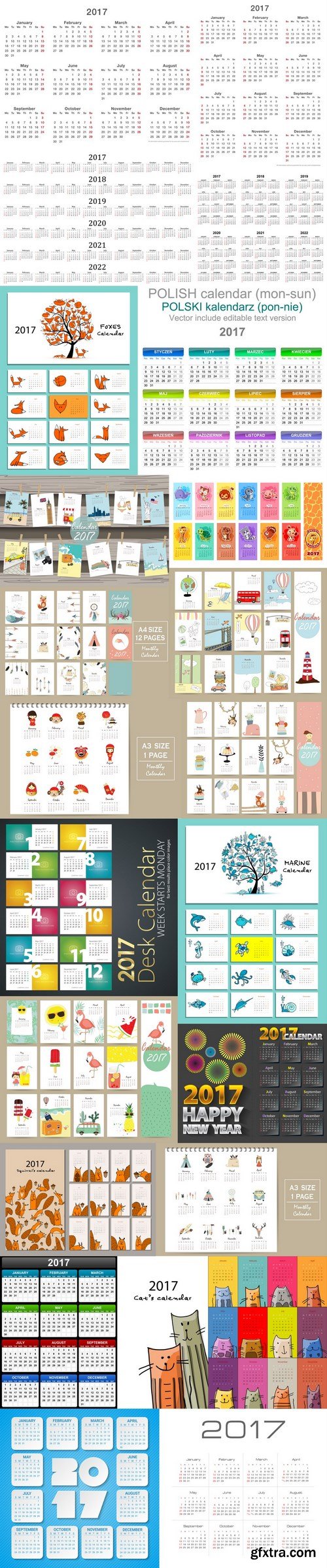 Calendar 2017 part 2 - 22xEPS Professional Vector Stock