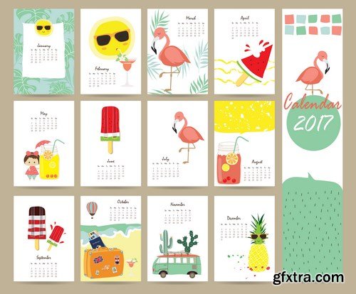 Calendar 2017 part 2 - 22xEPS Professional Vector Stock