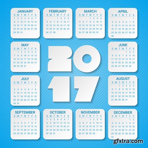 Calendar 2017 part 2 - 22xEPS Professional Vector Stock