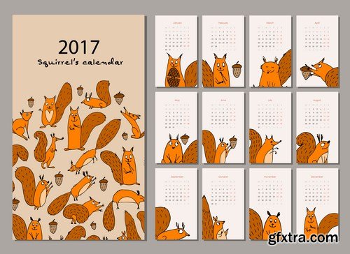 Calendar 2017 part 2 - 22xEPS Professional Vector Stock