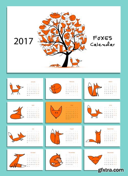 Calendar 2017 part 2 - 22xEPS Professional Vector Stock