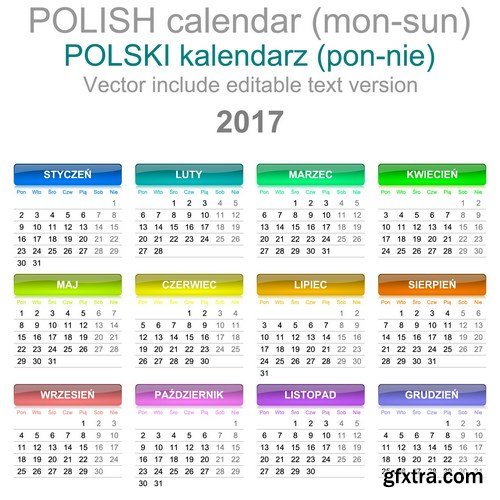 Calendar 2017 part 2 - 22xEPS Professional Vector Stock