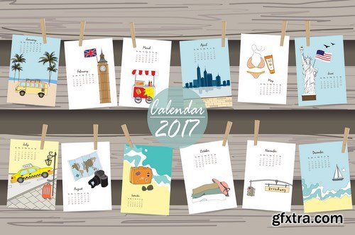 Calendar 2017 part 2 - 22xEPS Professional Vector Stock