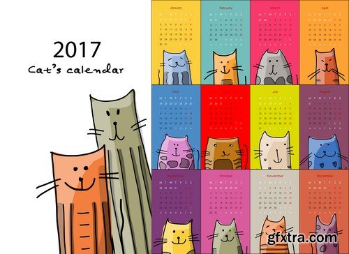 Calendar 2017 part 2 - 22xEPS Professional Vector Stock