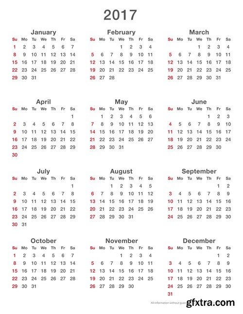 Calendar 2017 part 2 - 22xEPS Professional Vector Stock