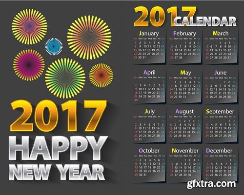 Calendar 2017 part 2 - 22xEPS Professional Vector Stock