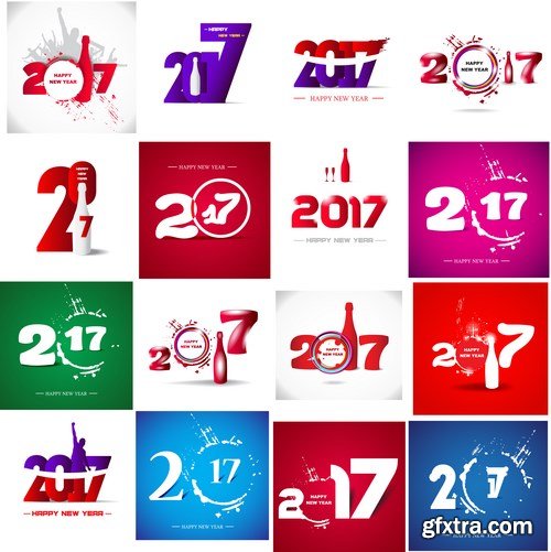 New Year Design 2017 part 7 - 30xEPS Professional Vector Stock