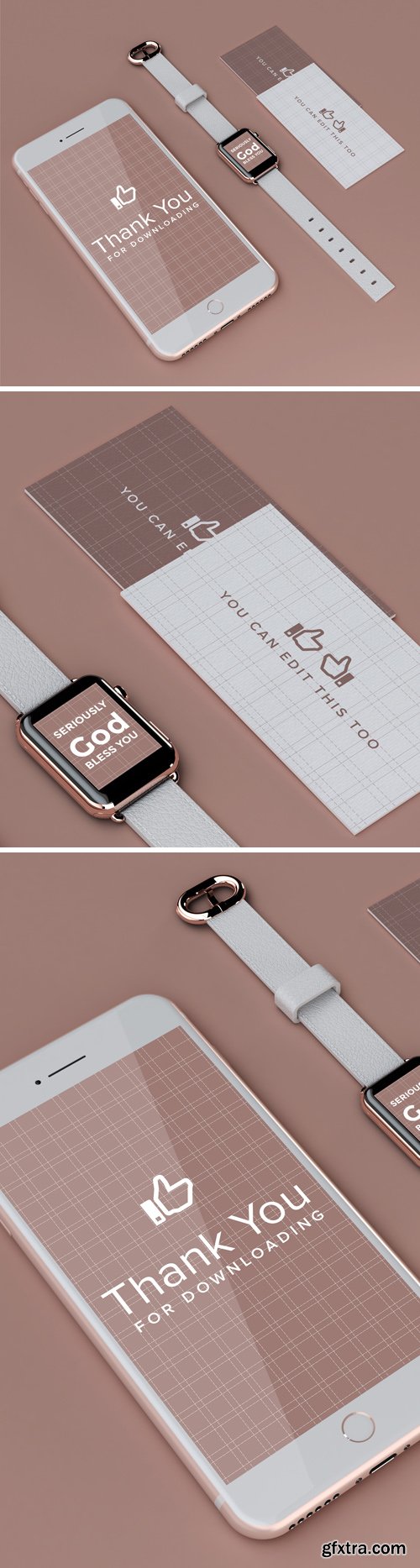 IPhone, Watch And Business Card Mockup