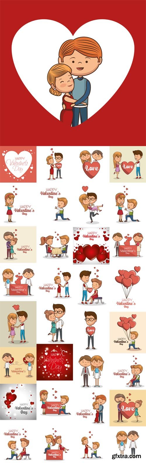 Vector Set - Lovely Couple Valentines Day Illustration Design