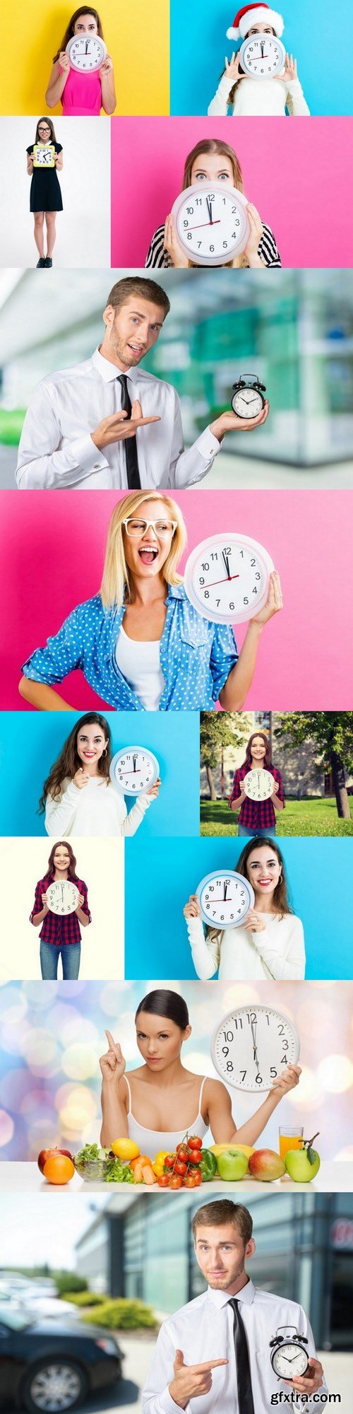 Girl with a clock - 12 EPS Vector Stock