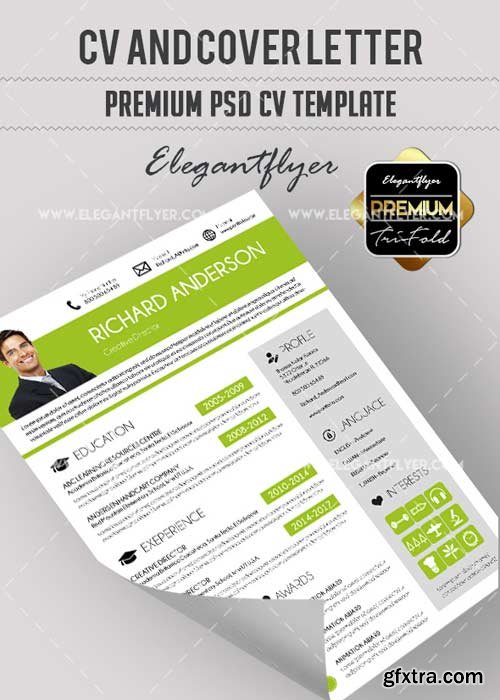 CV Premium CV and Cover Letter PSD V18 Template