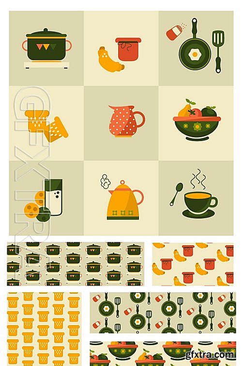 Breakfast Vector Patterns Set 1