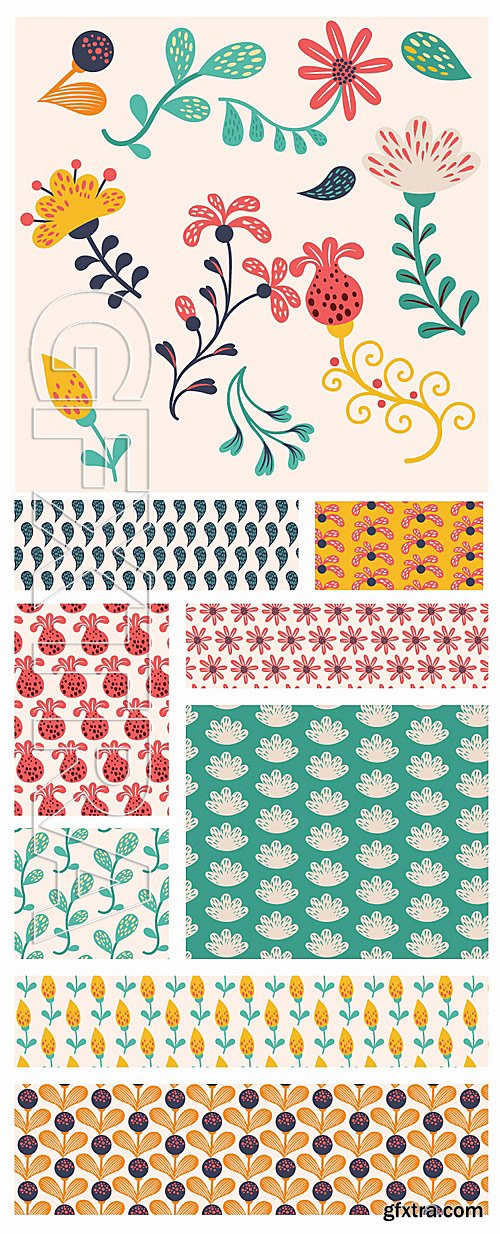 Floral Vector Patterns Set 1