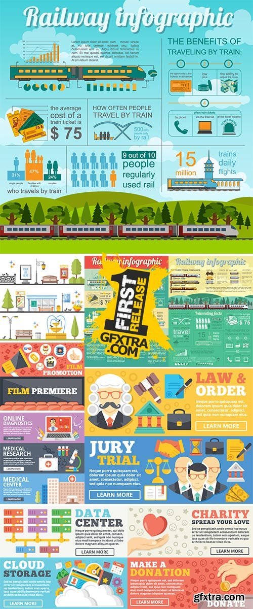 Flat illustration concepts set - Stock Vector