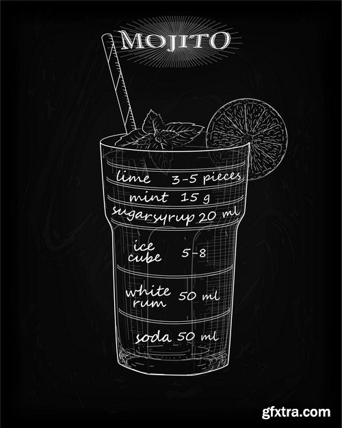 Mojito on black background - 6 EPS