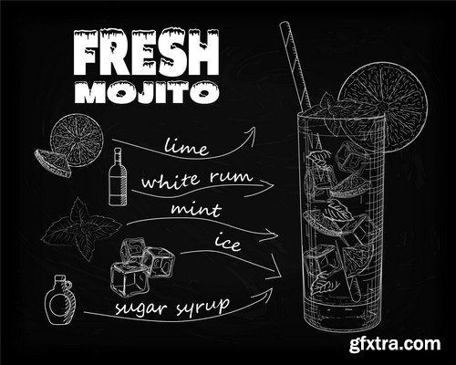 Mojito on black background - 6 EPS