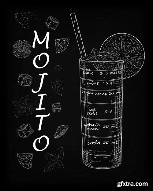 Mojito on black background - 6 EPS