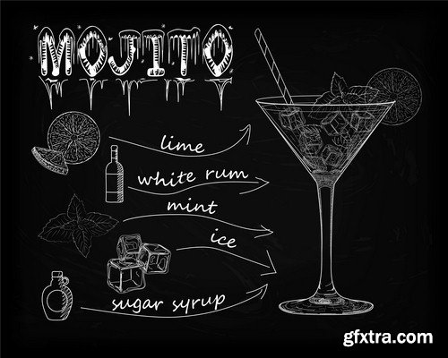 Mojito on black background - 6 EPS