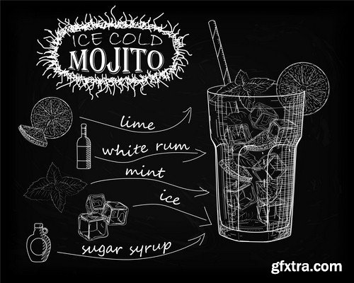 Mojito on black background - 6 EPS