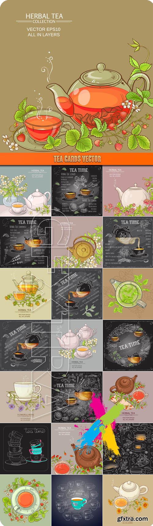 Tea cards vector