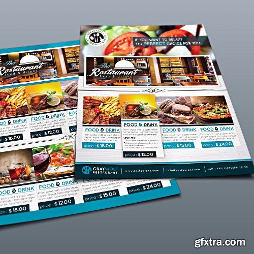 CreativeMarket Restaurant Flyer and Menu 1129897