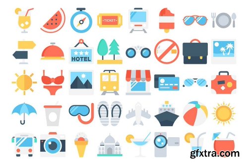 CreativeMarket 120 Flat Travel Icons 1117272