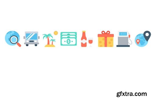 CreativeMarket 120 Flat Travel Icons 1117272