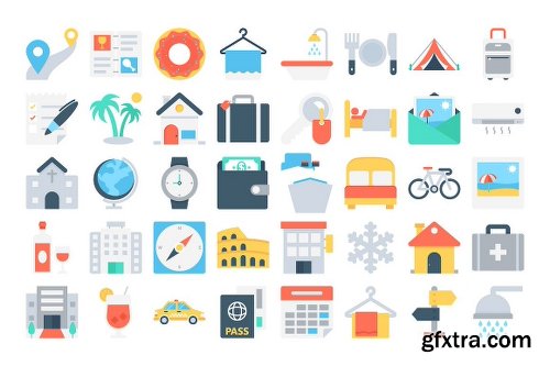 CreativeMarket 120 Flat Travel Icons 1117272