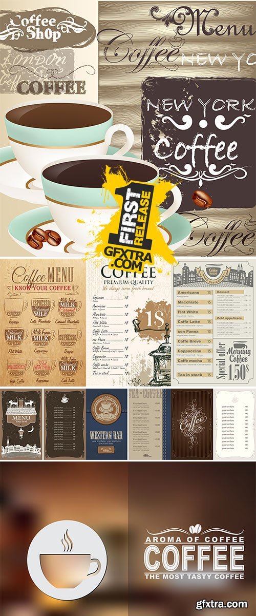 Design coffee menu with blurred background - Stock vectors