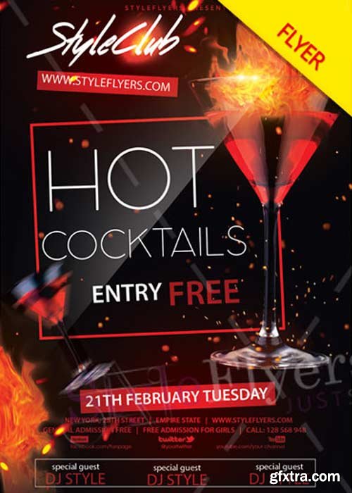 Hot Cocktails V11 PSD Flyer Template