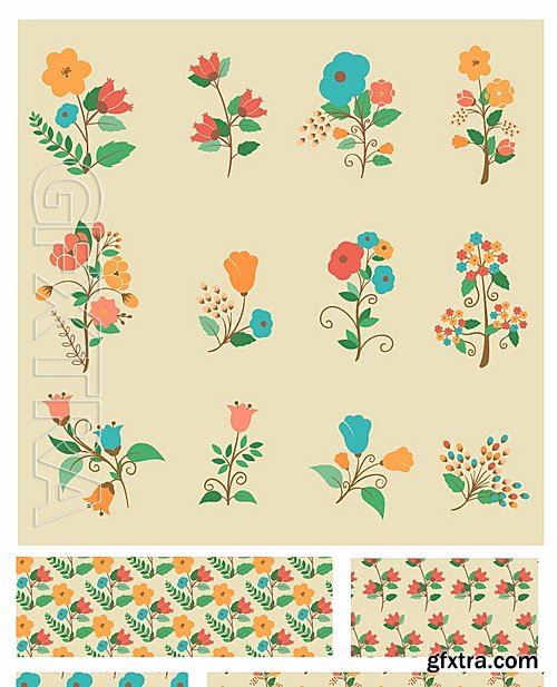 Floral Vector Patterns Set 3