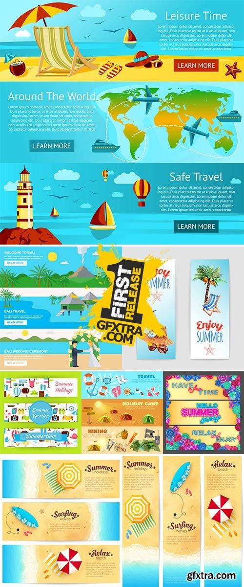 Stock Summer travel banners