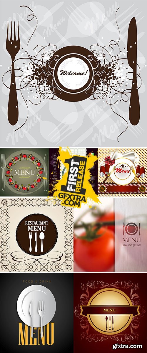 Stock Restaurant menu design with plate vectors