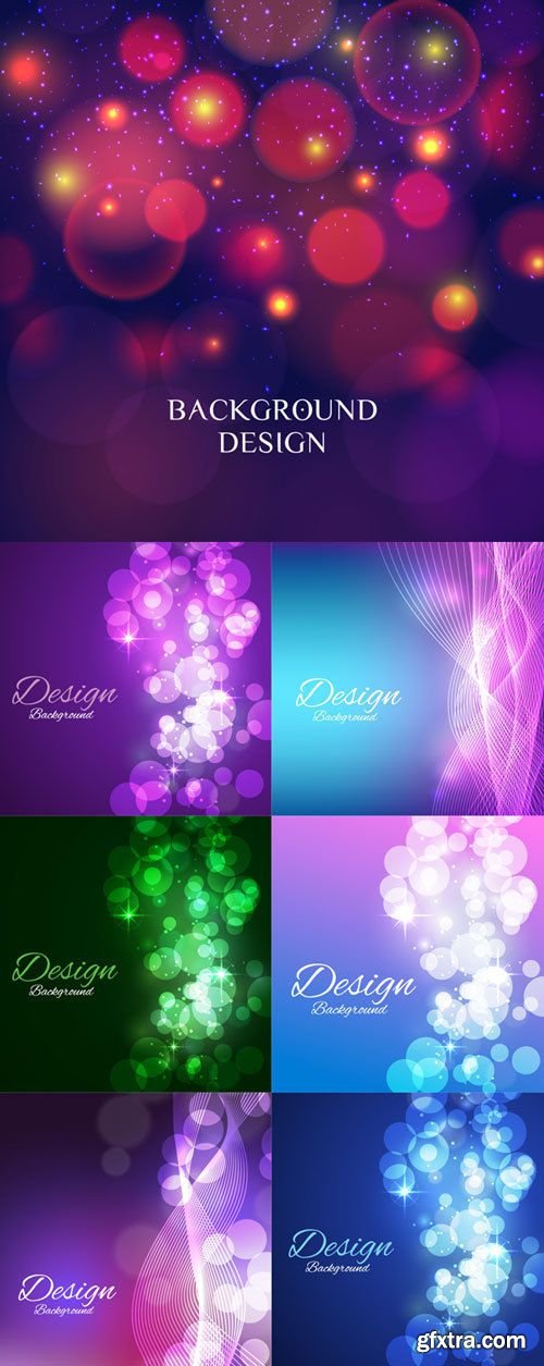 Wavy and bokeh backgrounds vector