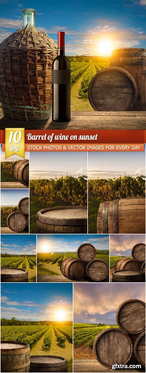 Barrel of wine on sunset, 10 x UHQ JPEG