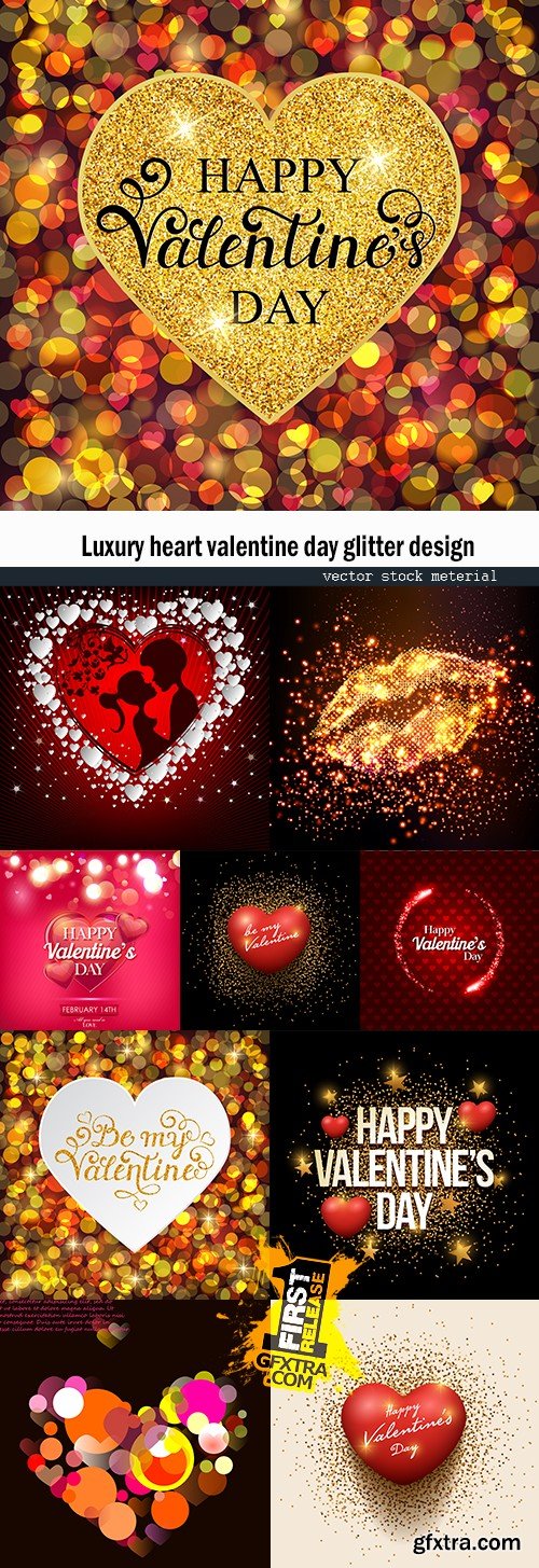 Luxury heart valentine day glitter design