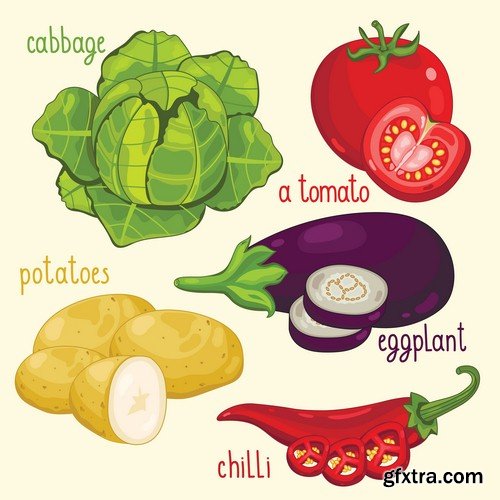 Set of vegetables 1 - 6 EPS