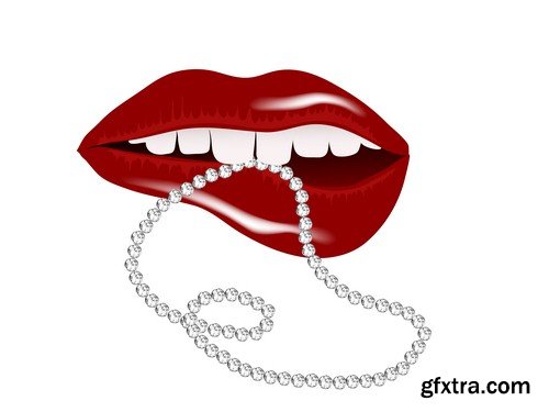 Red lips and jewelry -6 EPS