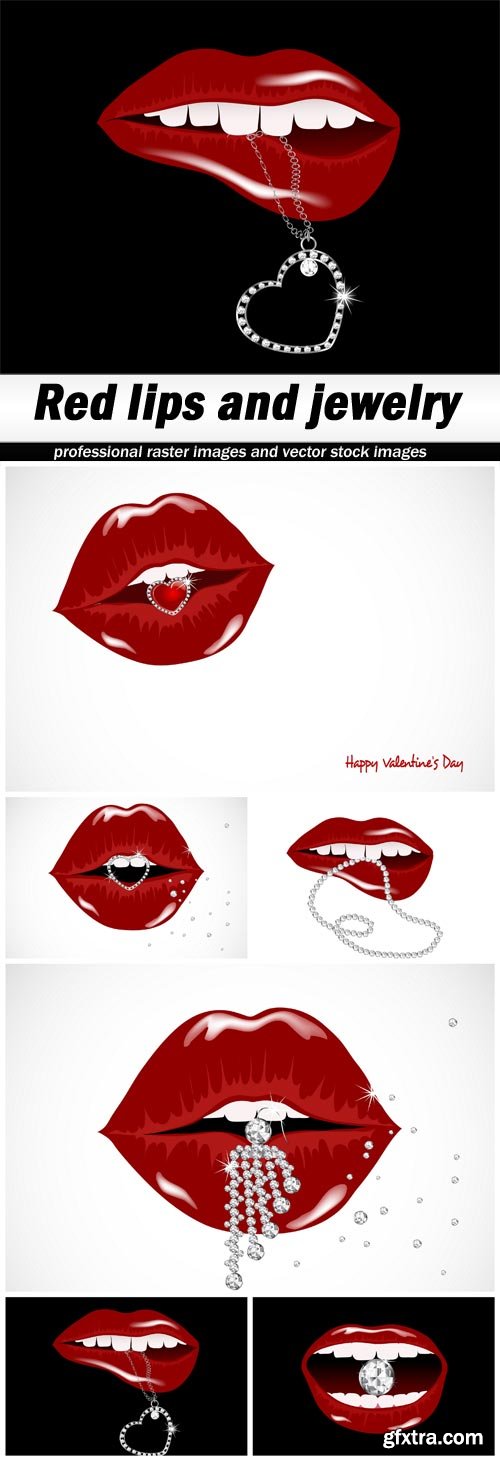 Red lips and jewelry -6 EPS