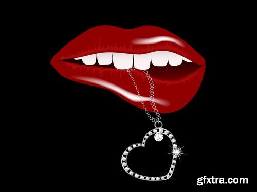 Red lips and jewelry -6 EPS