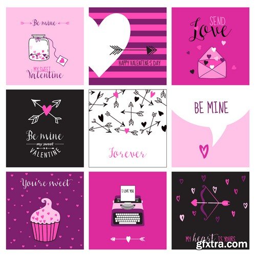 Cute Valentines Day and love set - 5 EPS