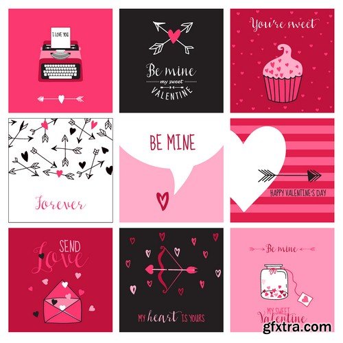 Cute Valentines Day and love set - 5 EPS