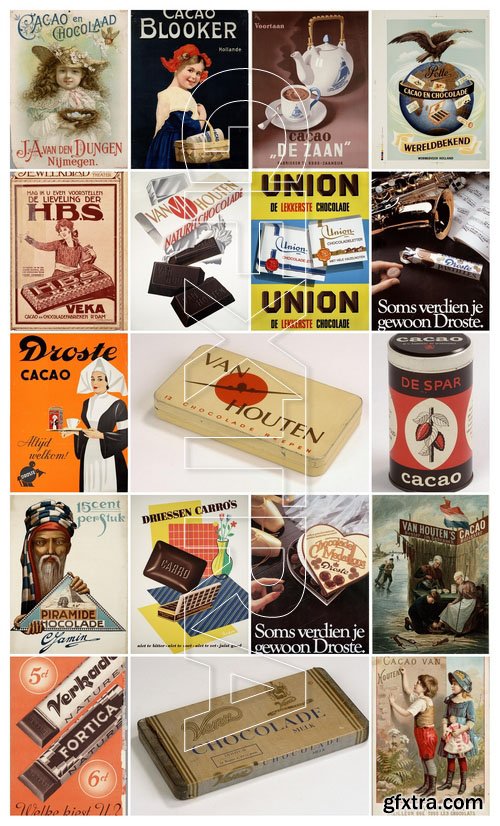 Advertising of cocoa, chocolate and sweets (vintage, retro)